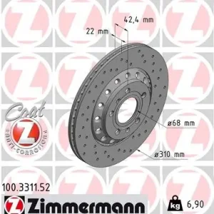 Tarcza hamulcowa ZIMMERMANN 100.3311.52 Rabat