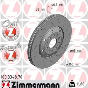 Tarcza hamulcowa ZIMMERMANN 100.3348.70 Popularny