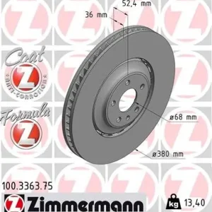 Tarcza hamulcowa ZIMMERMANN 100.3363.75 Ekspresowa dostawa