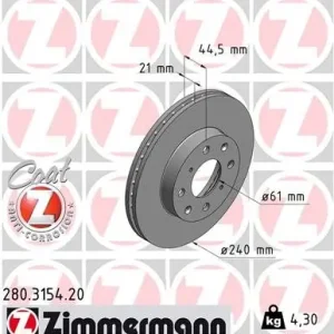 Oferta czasowa Tarcza hamulcowa ZIMMERMANN 280.3154.20