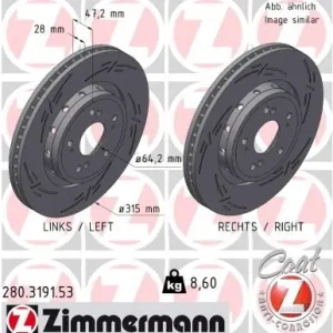 Nie przegap Tarcza hamulcowa ZIMMERMANN 280.3191.53