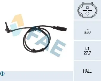 Czujnik, prędkość obrotowa koła FAE 78112 Rabat