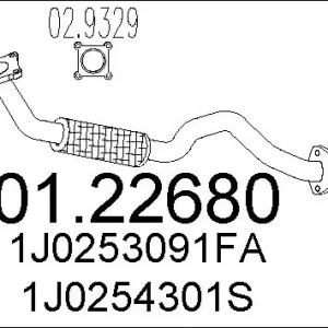 Bestseller Sklep Wazcar  Karta produktu: MT 01.22680 MTS RURA ŚROD. LEON/GOLF IV 1.616V