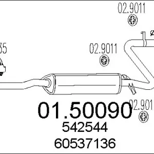 Bestseller Sklep Wazcar  Karta produktu: MT 01.50090 MTS TŁUMIK ŚROD. AR 33 1.2 1.3