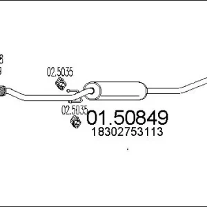 Zniżka Sklep Wazcar  Karta produktu: MT 01.50849 MTS tłumik środ. MINI COOPER 1.6