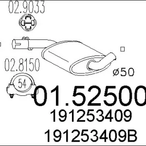 Zniżka Sklep Wazcar  Karta produktu: MT 01.52500 MTS TŁUMIK ŚROD. GOLF II 1.8