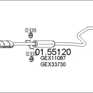 Bestseller Sklep Wazcar  Karta produktu: MT 01.55120 MTS TŁUMIK ŚROD. ROVER 414 1.4
